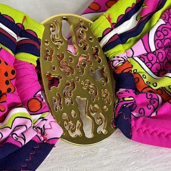 T25 Trina Turk Center Medallion Circular pattern tube top bikini top size 4 - Picture 4 of 15